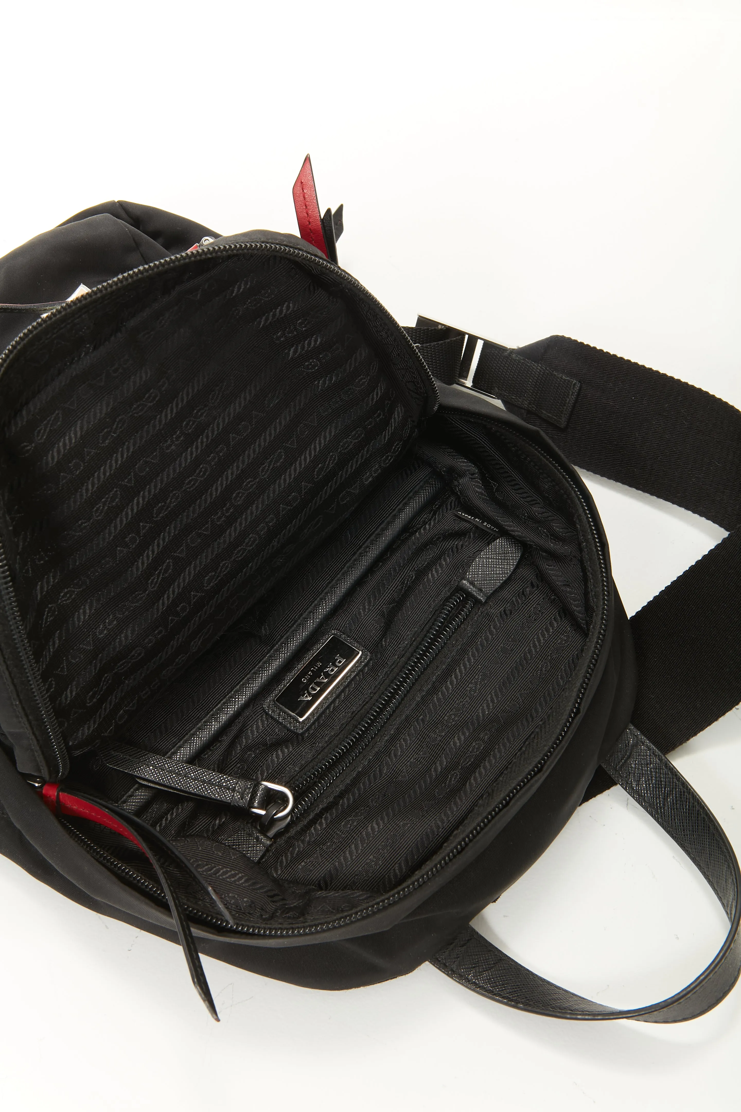 Prada Black Nylon Limited Edition Robot Fluo Sling Backpack