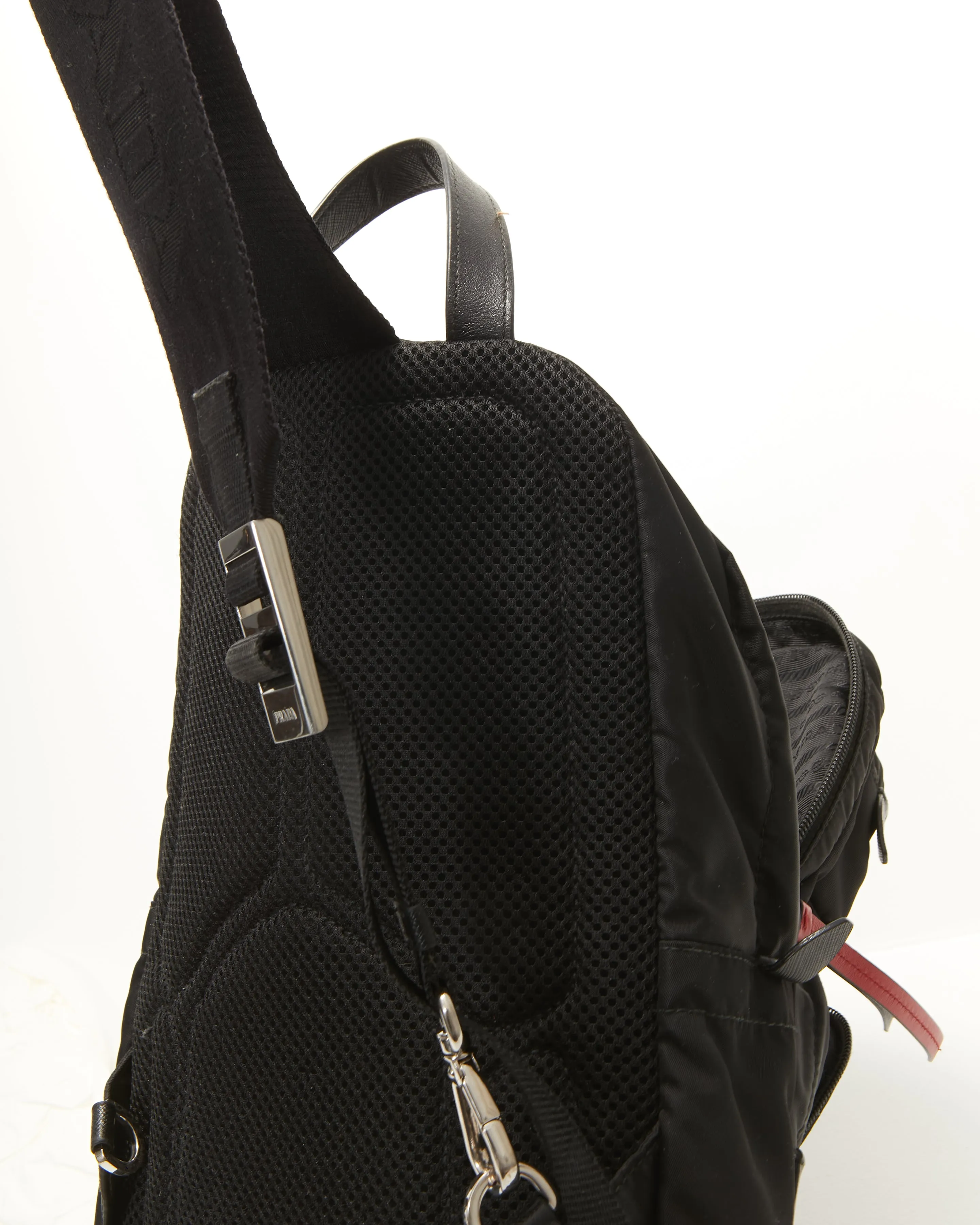 Prada Black Nylon Limited Edition Robot Fluo Sling Backpack