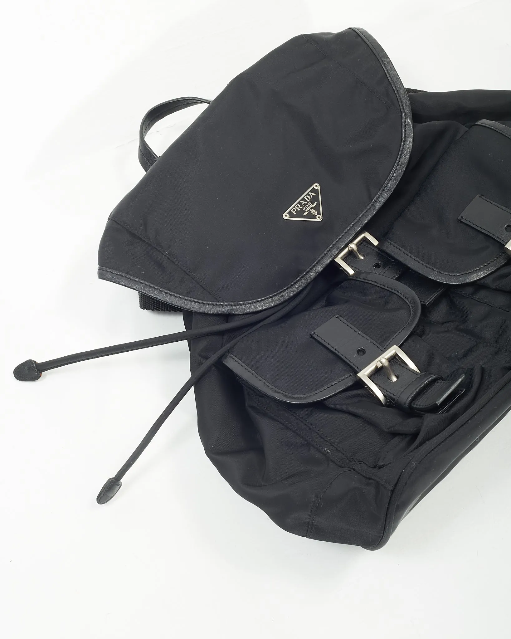 Prada Black Nylon Tessuto Two Pocket BackPack