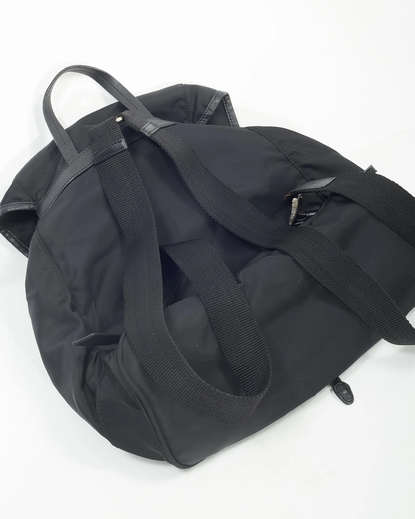 Prada Black Nylon Tessuto Two Pocket BackPack