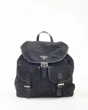 Prada Black Nylon Tessuto Two Pocket BackPack