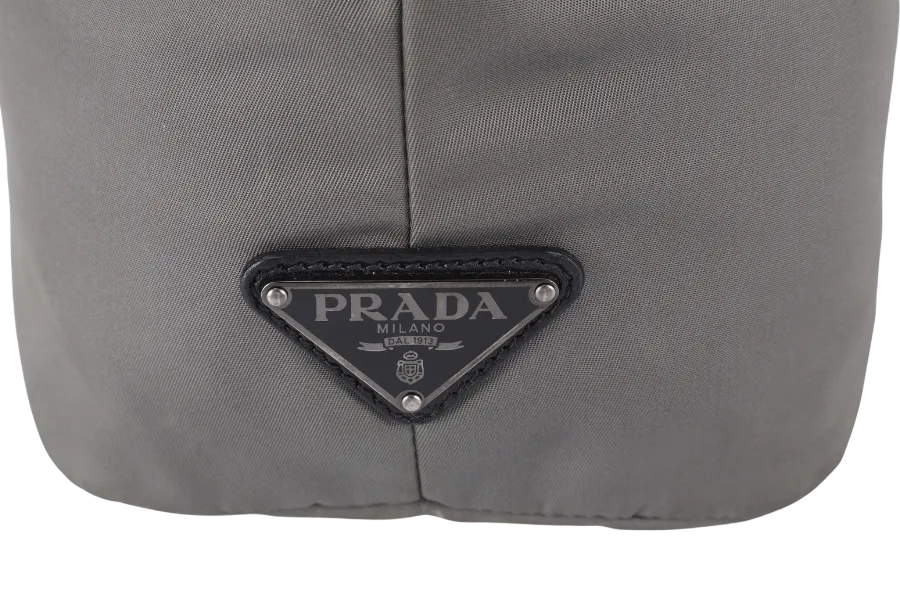 PRADA NYLON TESSUTO TRIANGLE LOGO TOTE BAG (1BG047) BLACK HARDWARE WITH CARD AND DUST COVER