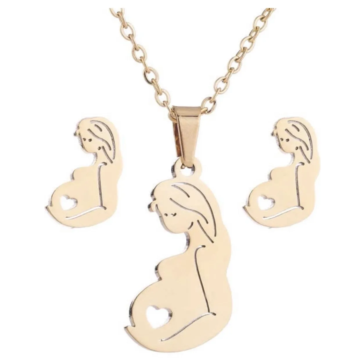 Pregnancy Portrait Earrings & Necklace Set