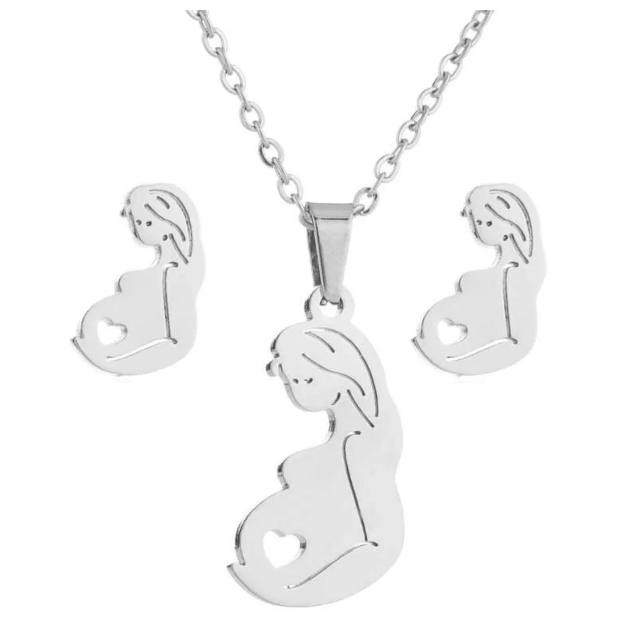 Pregnancy Portrait Earrings & Necklace Set