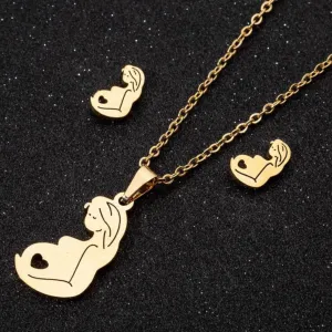 Pregnancy Portrait Earrings & Necklace Set