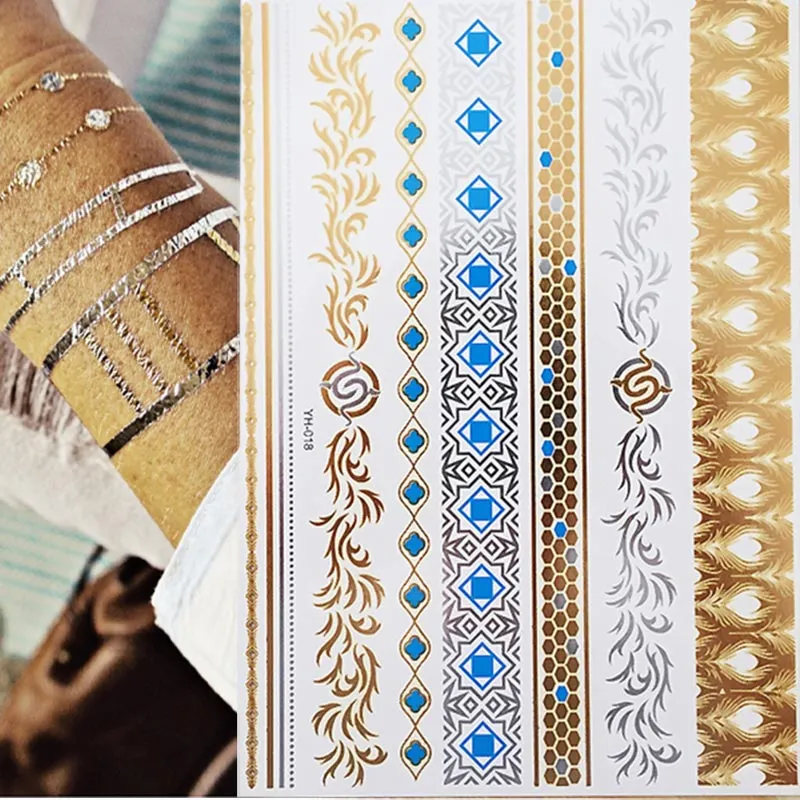 Premium Boho Metallic Gold Festival Feathers Temporary Tattoo