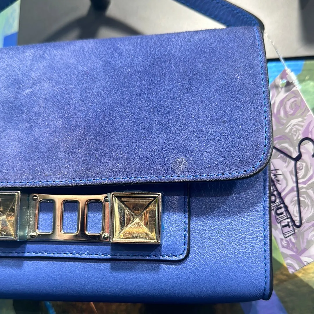 Proenza Schoulder Blue Leather/Suede Wallet on Strap