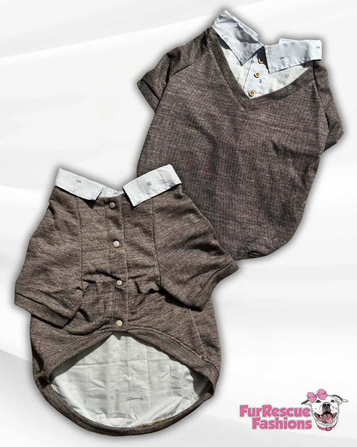 Proper Collared Layered Dog Sweater With Buttons