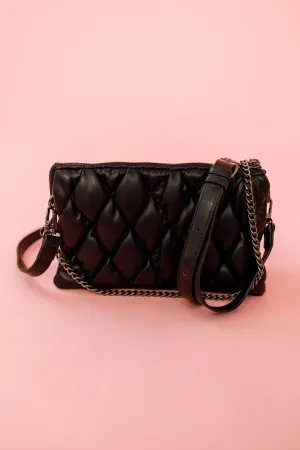 Puffer Quilted Crossbody Chain Purse, VARIOUS