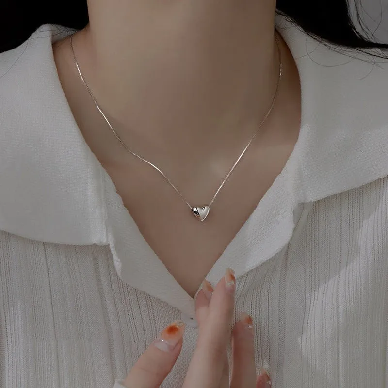 Puffy Heart Necklace (Solid Silver)