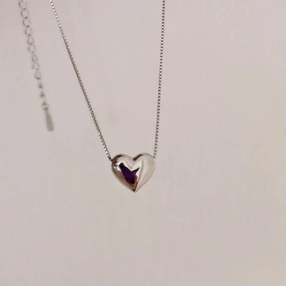Puffy Heart Necklace (Solid Silver)