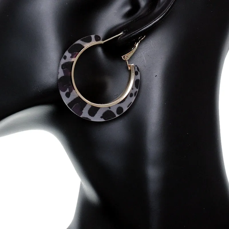 Purple Cheetah Print Mini Hoop Earrings