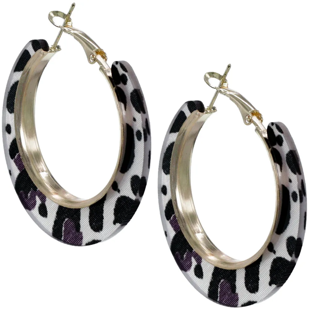Purple Cheetah Print Mini Hoop Earrings