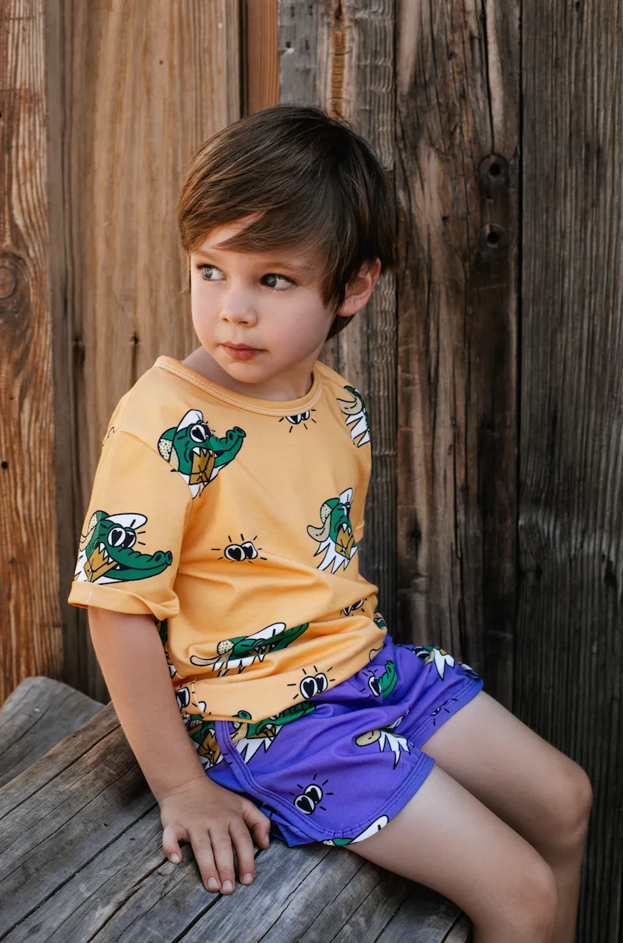 Purple Golden Gator Retro Shorts - LAST PAIR 2-3 years