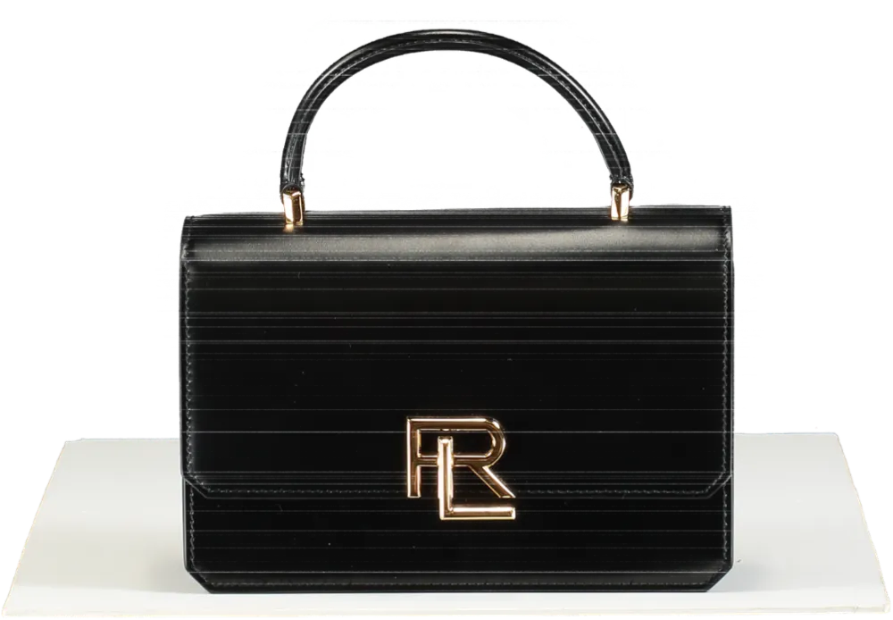 Ralph Lauren Black RL 888 Box Calfskin Top Handle Bag with shoulder strap