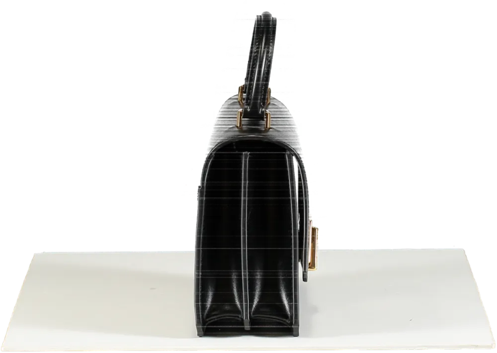Ralph Lauren Black RL 888 Box Calfskin Top Handle Bag with shoulder strap