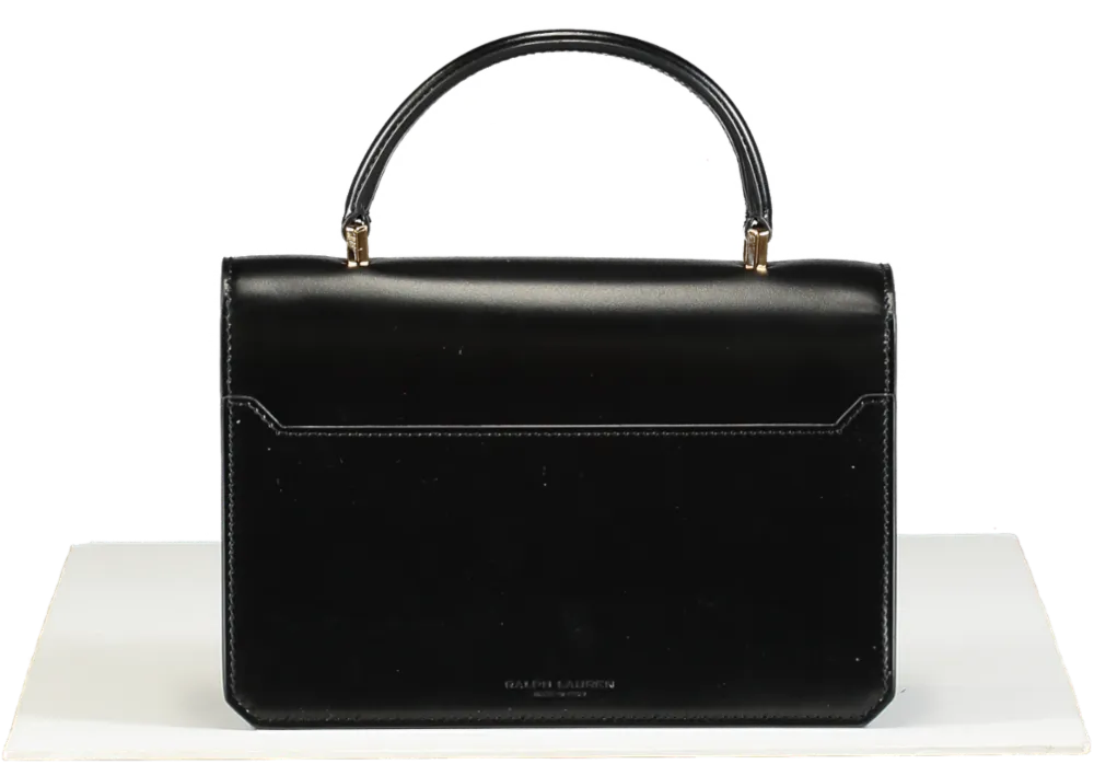 Ralph Lauren Black RL 888 Box Calfskin Top Handle Bag with shoulder strap