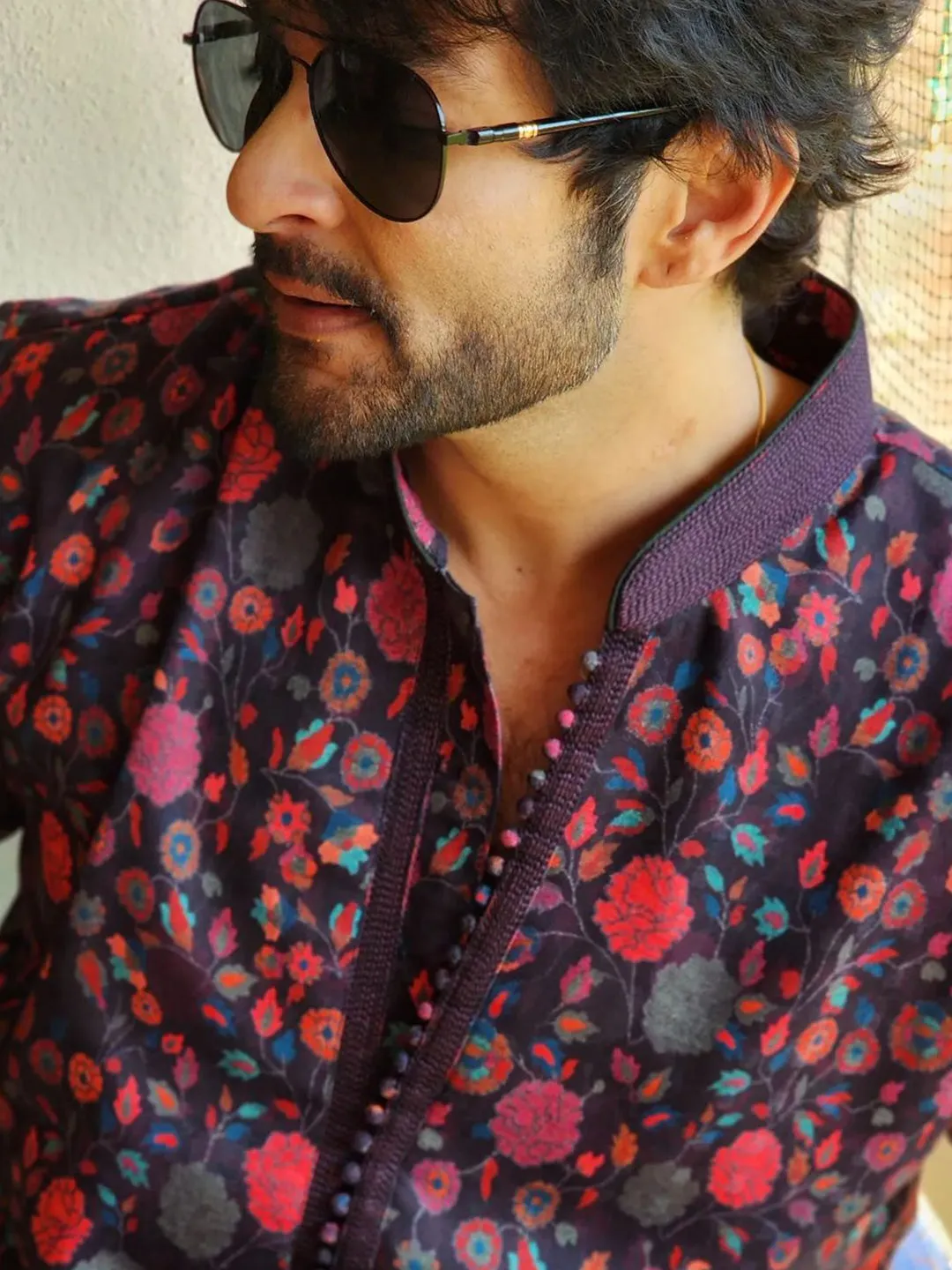 Raqesh Bapat in Designer Floral Kurta