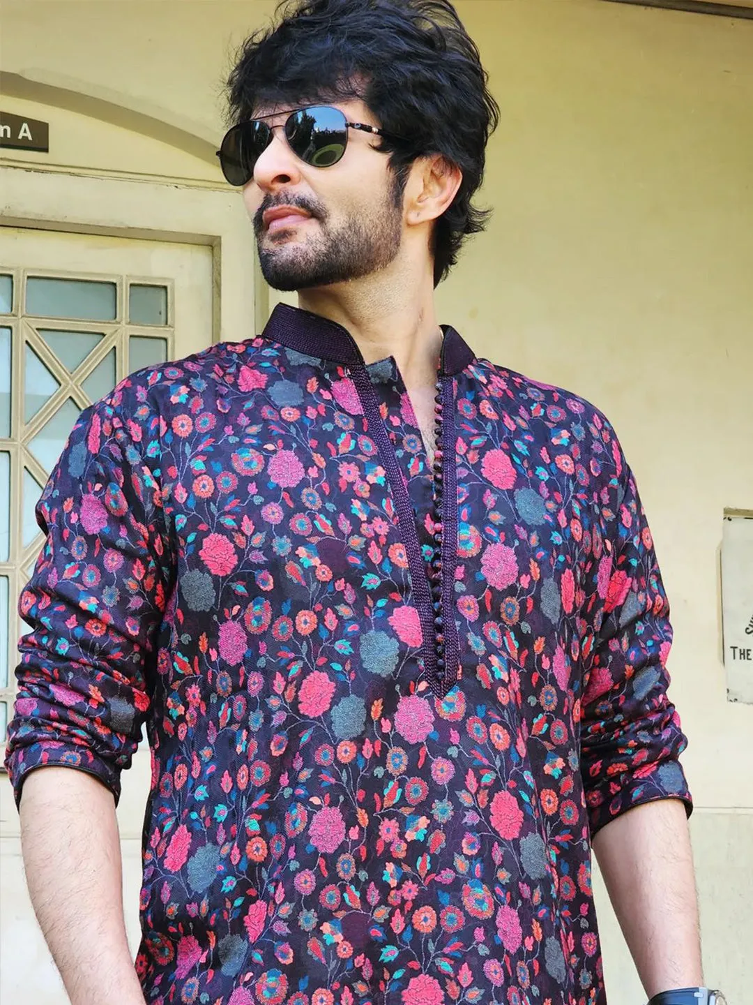 Raqesh Bapat in Designer Floral Kurta