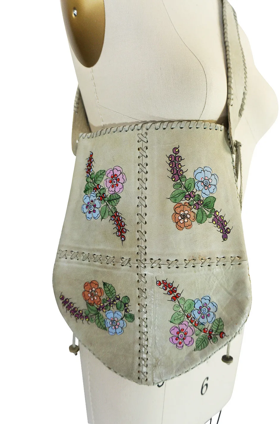 Rare 1960s Hand Painted Whipstitched Char Bag