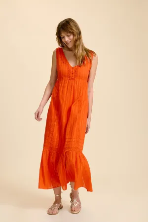 REACH - Robe longue orange foncé à rayures lurex