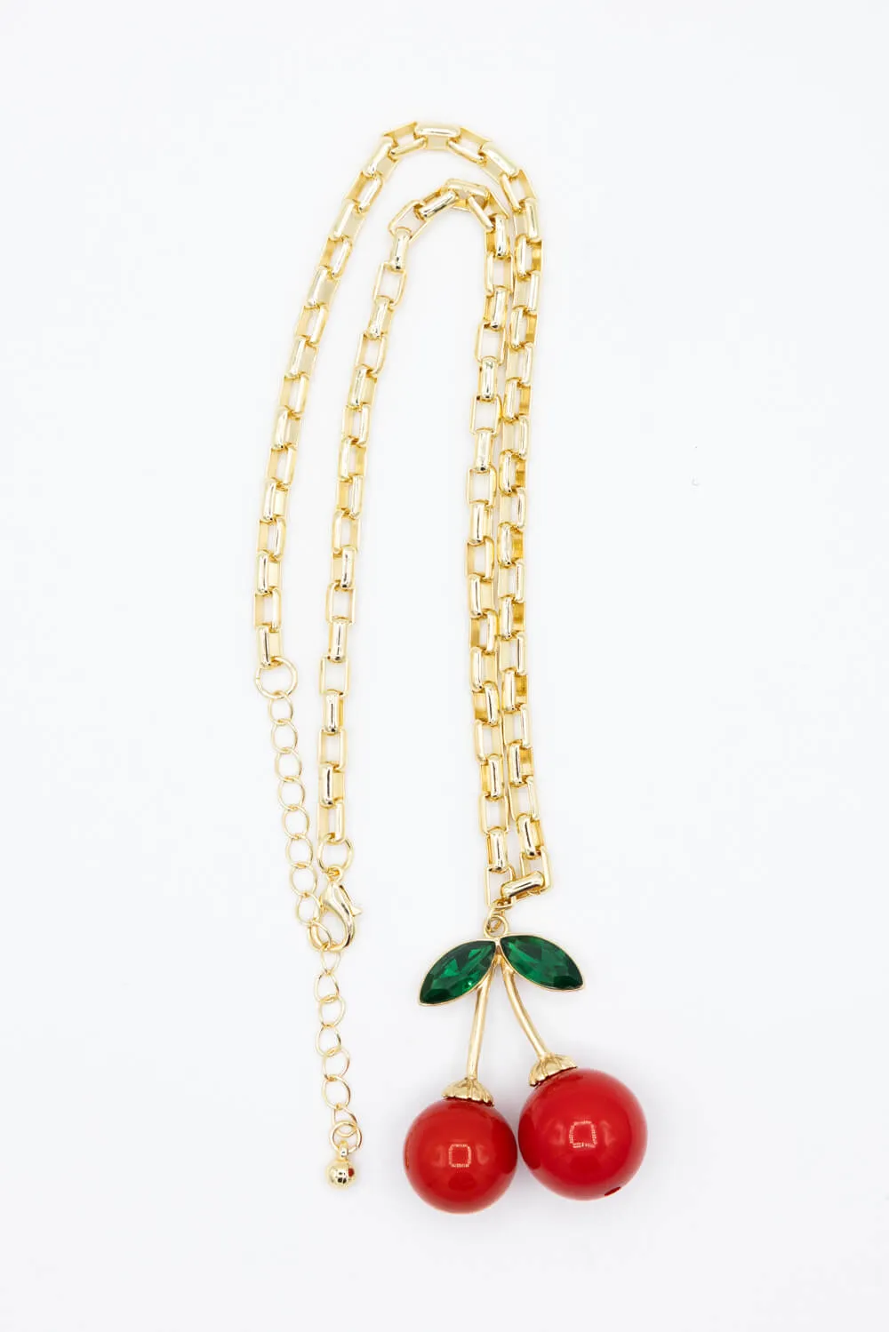 Red Cherry Charm Necklace in Gold | CH113
