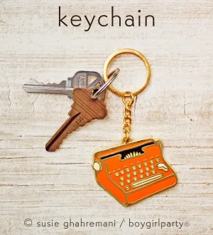 Red Typewriter Keychain -- Hard Enamel Key Chain