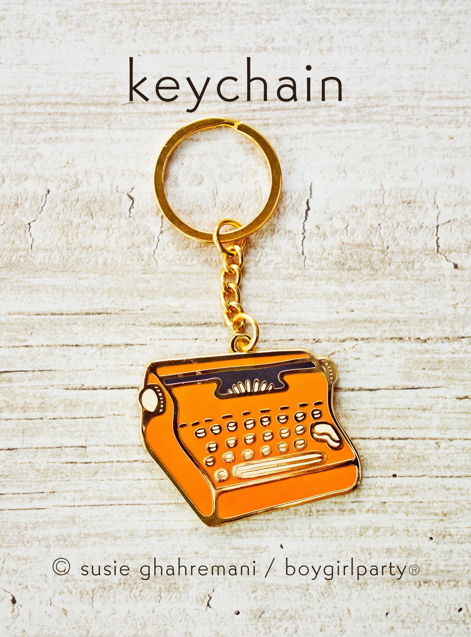 Red Typewriter Keychain -- Hard Enamel Key Chain