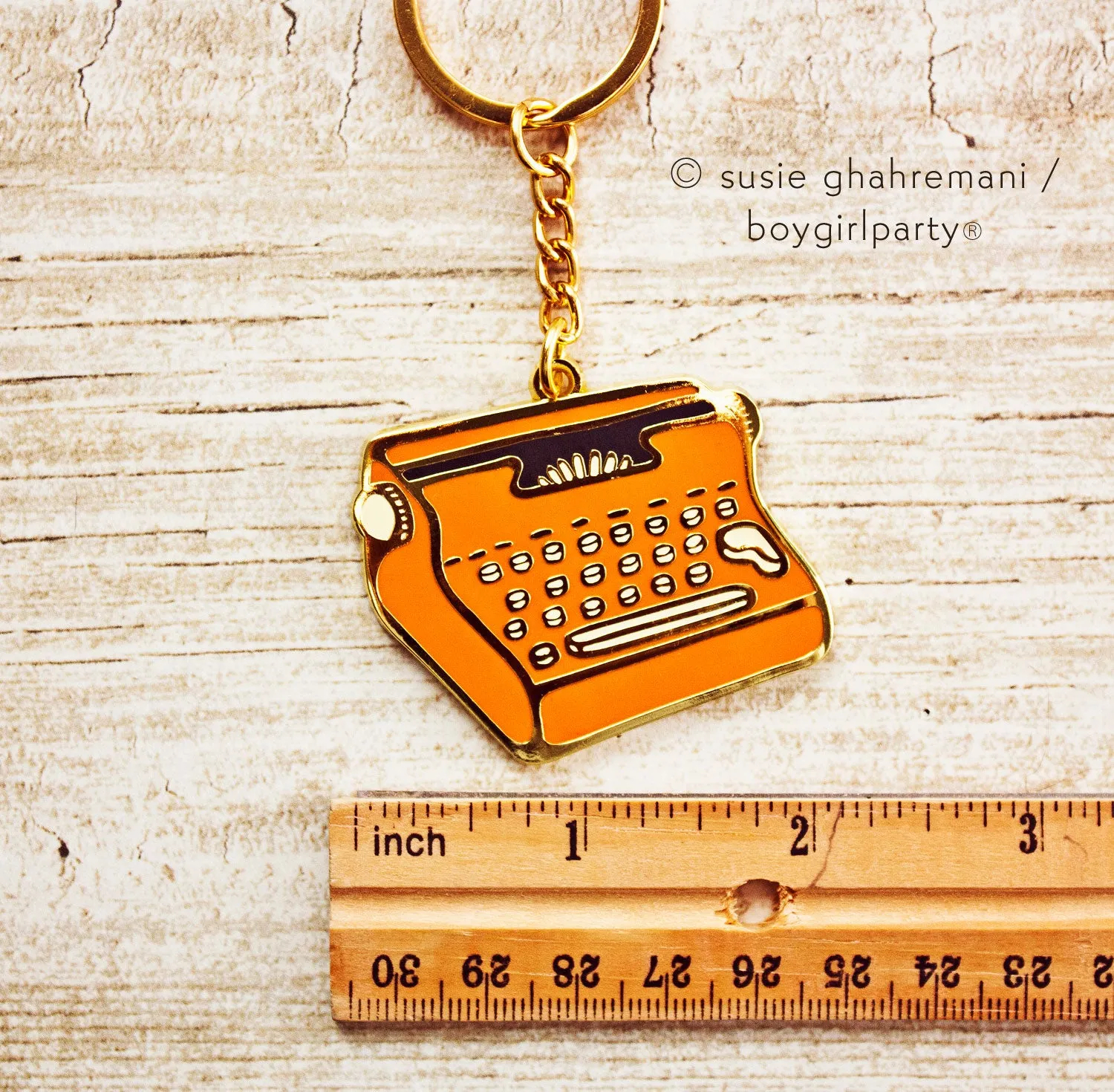 Red Typewriter Keychain -- Hard Enamel Key Chain