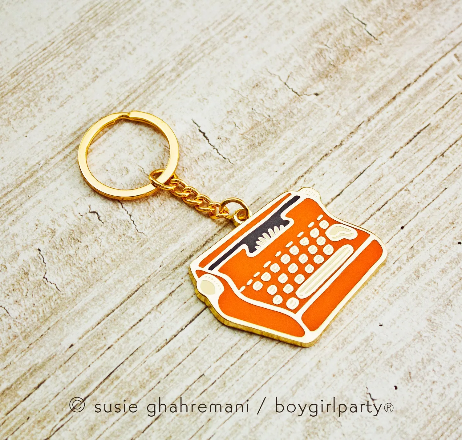 Red Typewriter Keychain -- Hard Enamel Key Chain