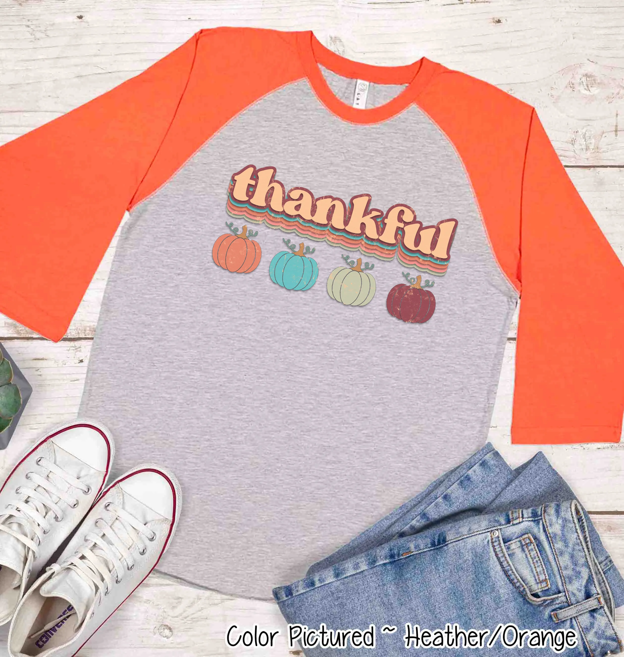 Retro Fall Thankful Raglan Tee