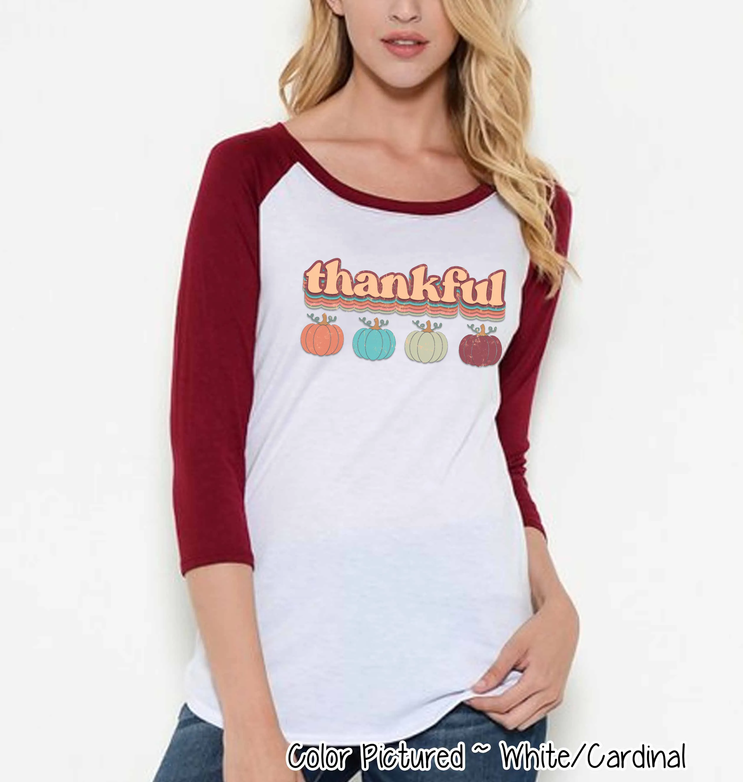 Retro Fall Thankful Raglan Tee