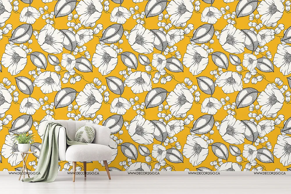 Retro Floral Wallpaper Mural