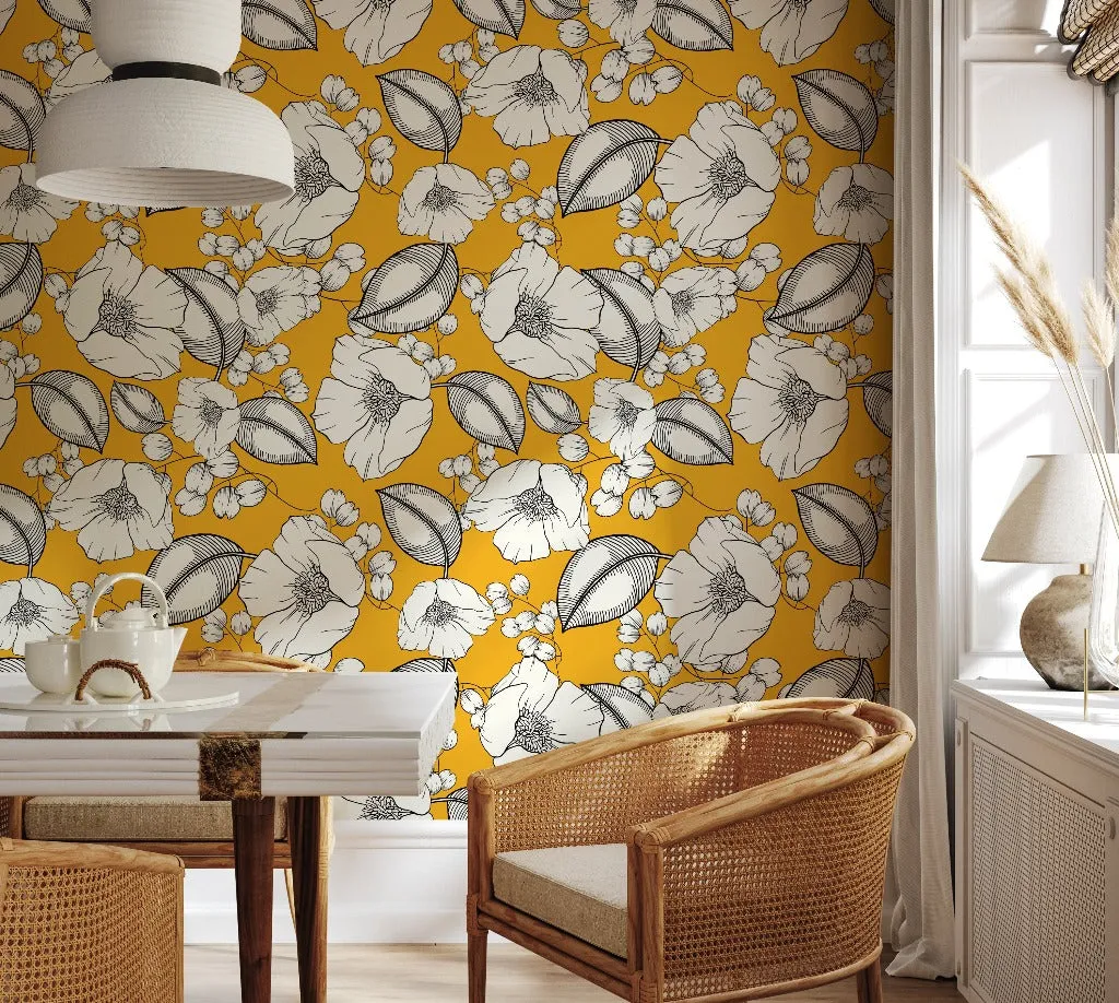 Retro Floral Wallpaper Mural