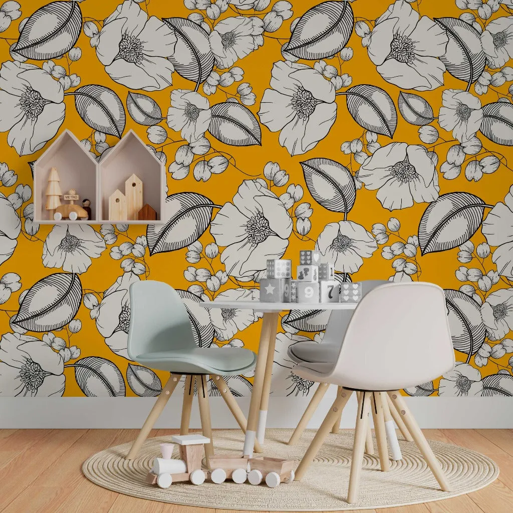 Retro Floral Wallpaper Mural