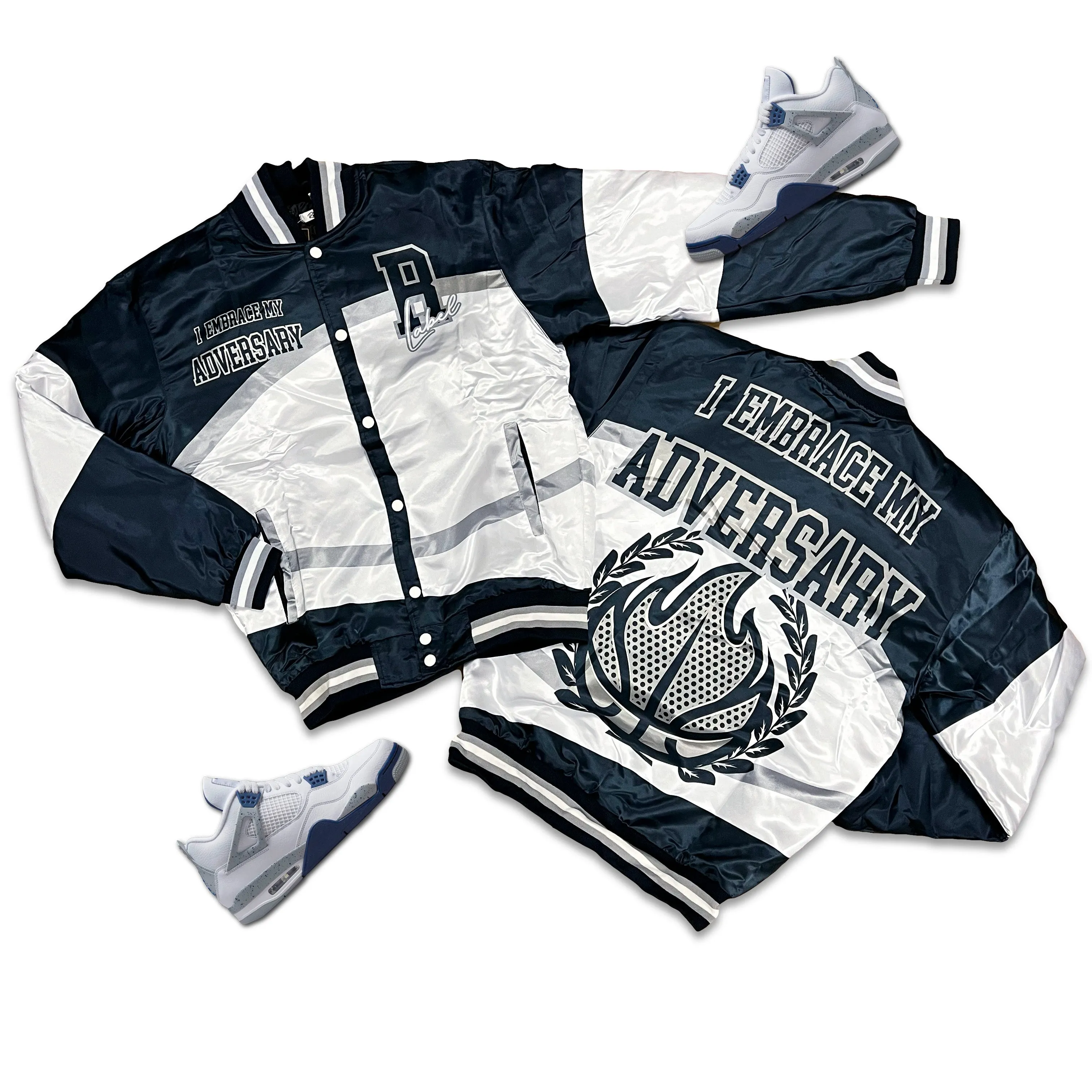 RETRO LABEL I Embrace my Adversary Satin JACKET (RETRO 4 midnight navy)
