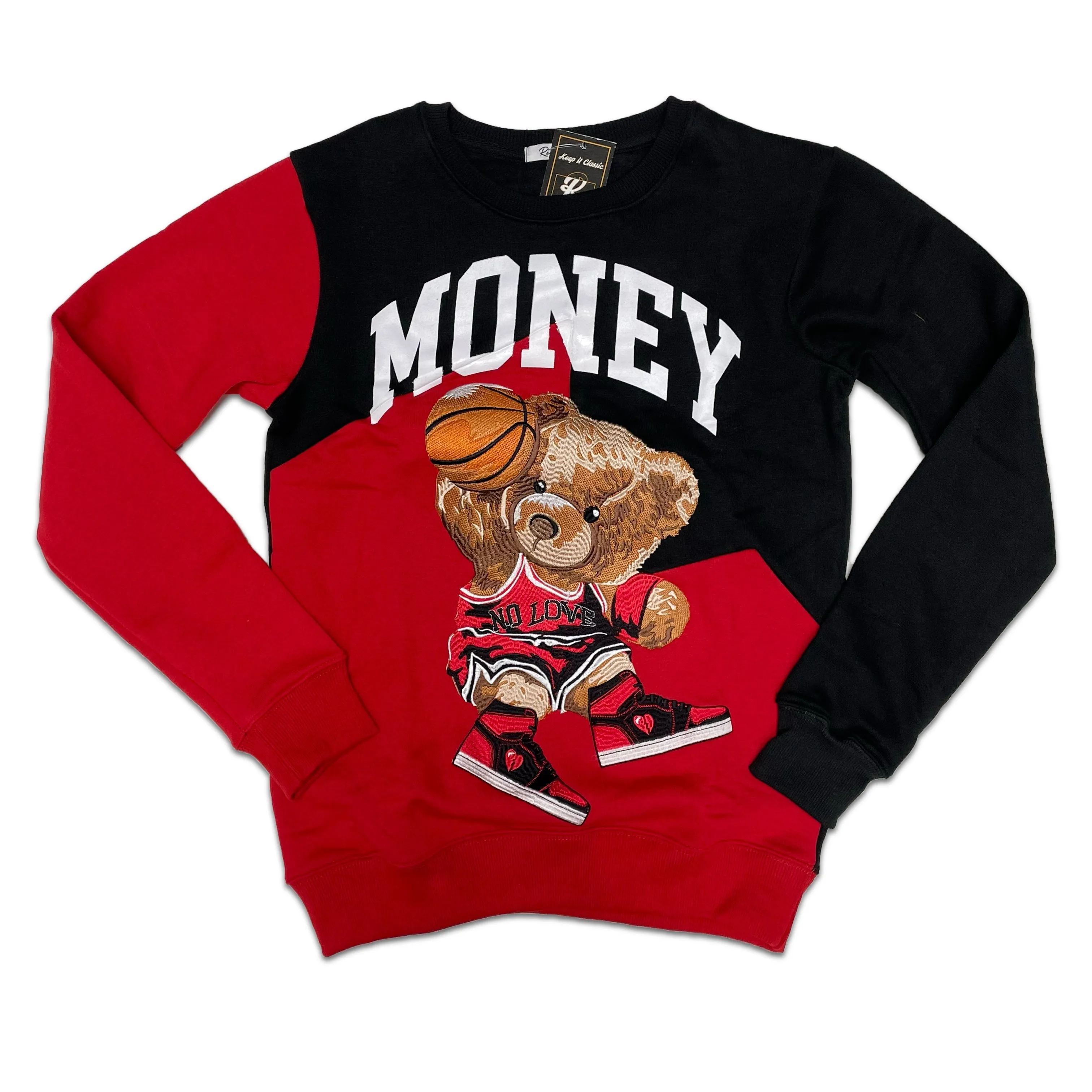 RETRO LABEL MONEY BEAR CREWNECK (RETRO 1 BRED PATENT)