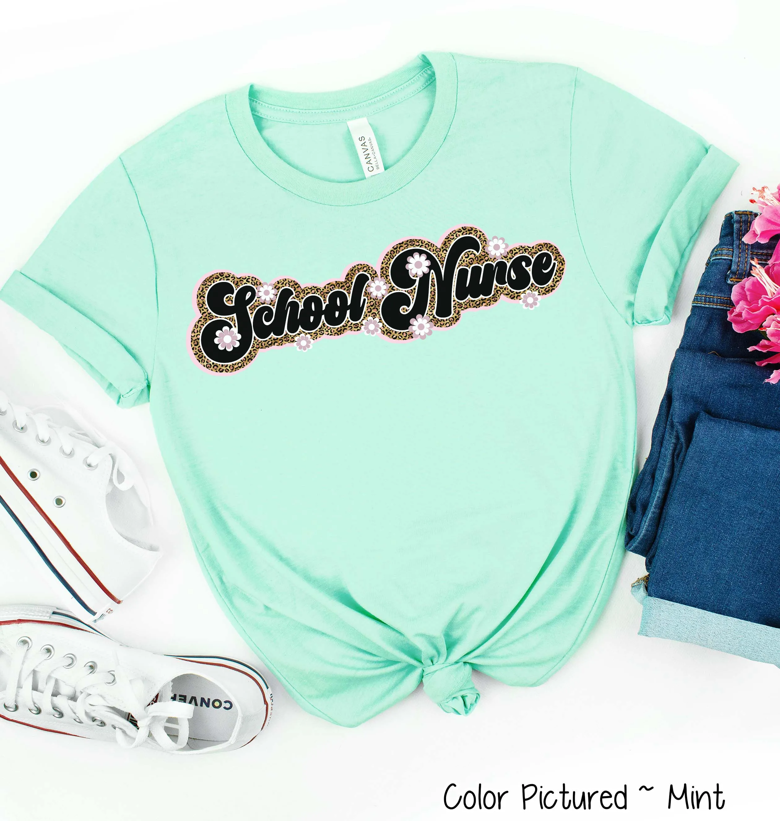 Retro Leopard School Nurse Tee