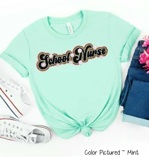 Retro Leopard School Nurse Tee