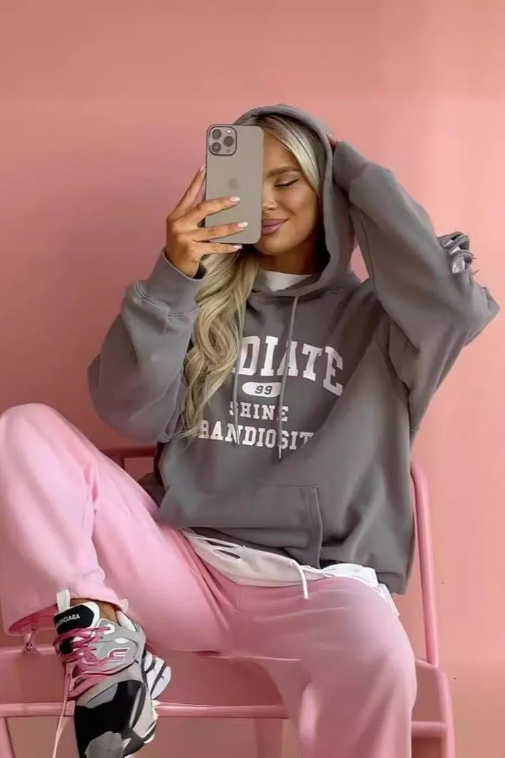 Retro Long Sleeve Pullover Hooded Sweatshirt