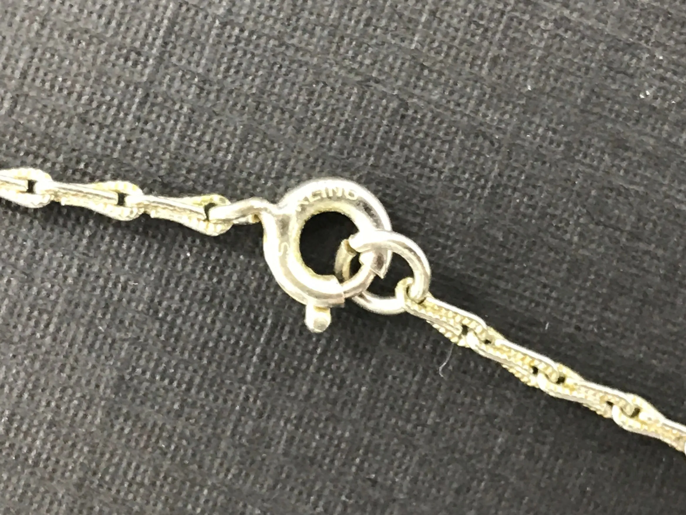 Retro Sterling Silver Rhinestone Open Heart Necklace c.1930's
