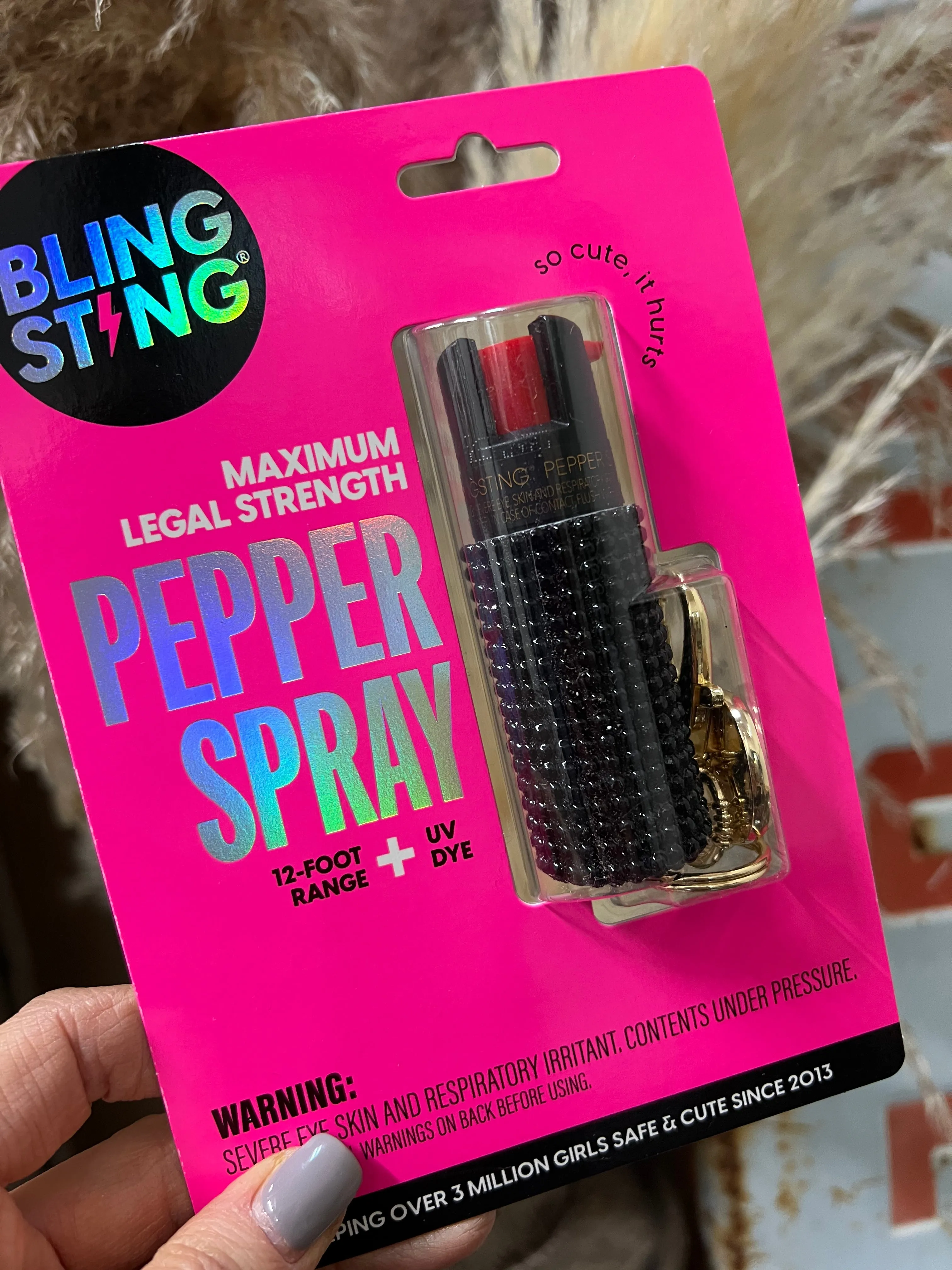 Rhinestone Bling Sting Keychain - Queen B (Black)