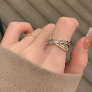Rhinestone Cross Ring