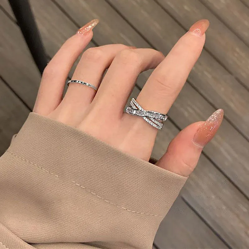 Rhinestone Cross Ring