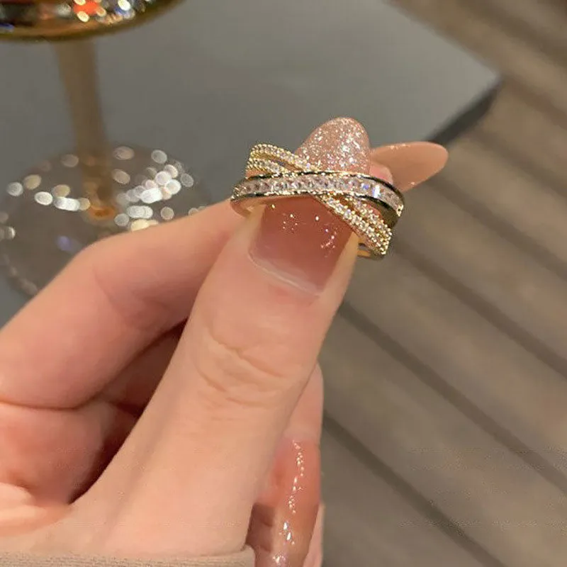 Rhinestone Cross Ring