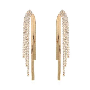 Rhinestone Tassel Design Earrings