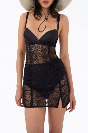ROSANNA EMBROIDERED TULLE MINI DRESS