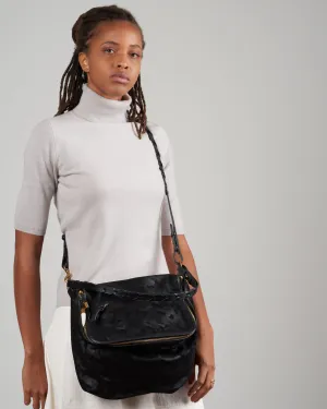 rough night handbag - black camo suede