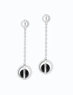 Round Cage with Sphere Dangling Earrings