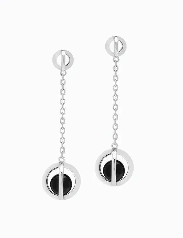 Round Cage with Sphere Dangling Earrings
